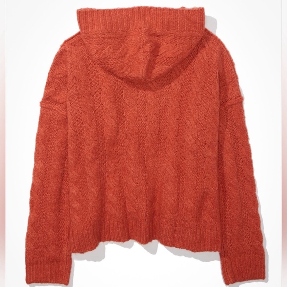 NWT American Eagle Oversized Cropped V-Neck Hooded Sweater - Picture 7 of 11